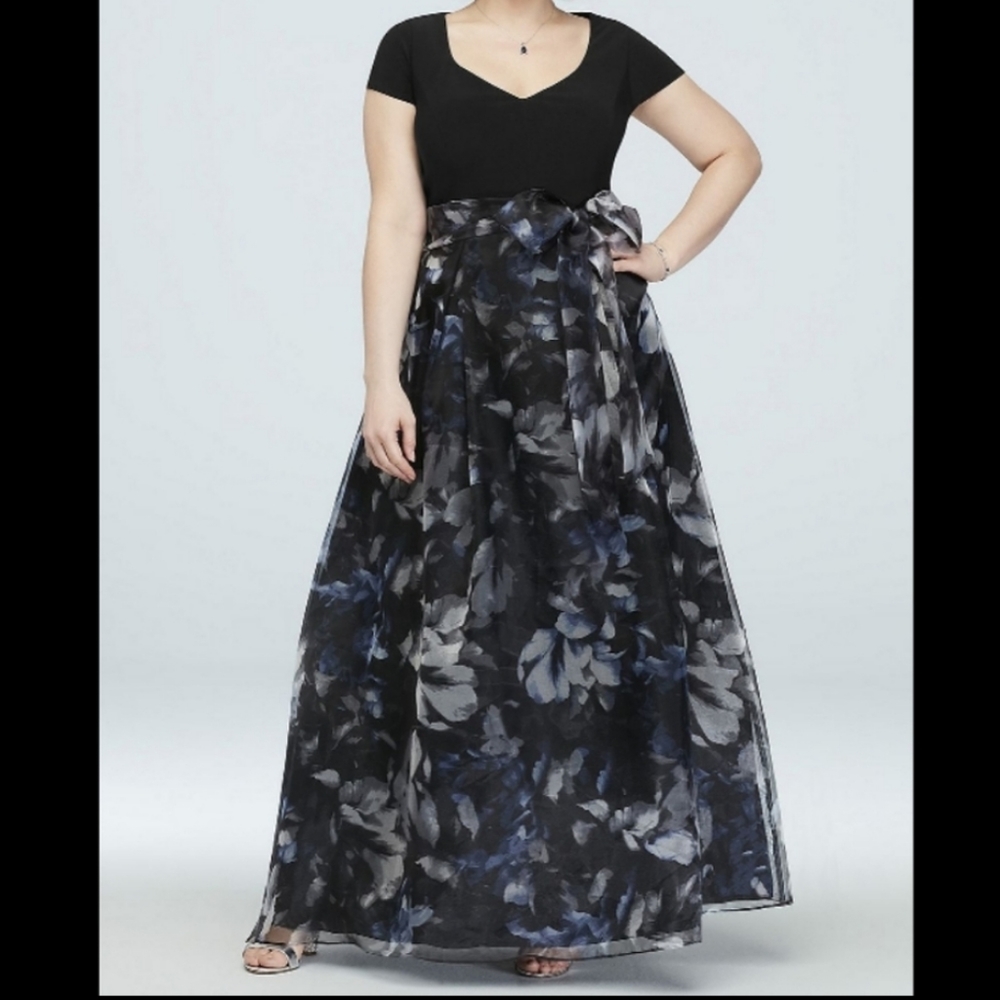 Black floral prom dress